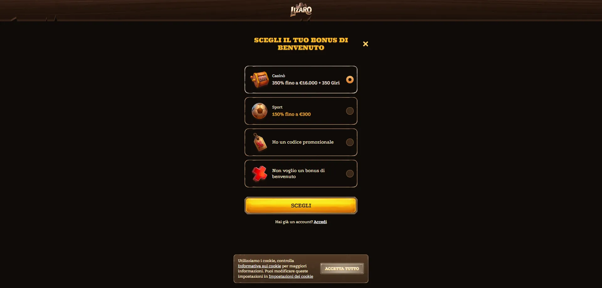 Lizaro Casino Italia panoramica piattaforma scommesse e giochi 2026